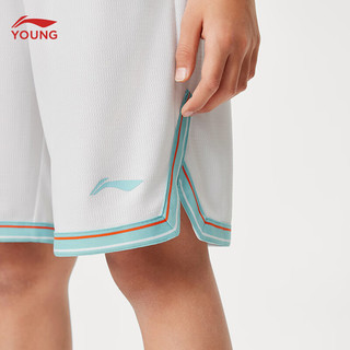 李宁童装儿童运动套装24年夏款男大童轻薄透气素色比赛篮球服YATU027 标准白-1 140