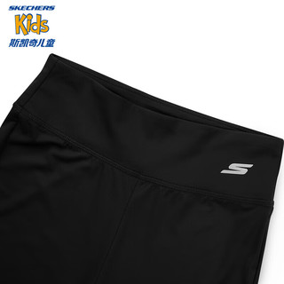 Skechers斯凯奇修身显高女童紧身高腰喇叭裤夏季防晒儿童运动裤P224G135 碳黑/0018 170