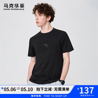 马克华菲【凉感索罗娜】短袖T恤男2024春夏字母钢印时尚潮流休闲T恤衫 001黑色（舒适版） XXL（高180-185重75-80）
