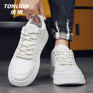 唐狮（TonLion）鞋子男鞋夏季夜光低帮板鞋男款潮流休闲小白鞋男士运动鞋 白色 42 42码