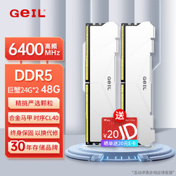 GeIL 金邦 48G（24G*2） DDR5-6400  臺式機電腦內存條 巨蟹馬甲條系列白色