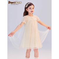 PawinPaw卡通小熊童装24年夏女童网纱绣花连衣裙 Yellow黄色/30 110