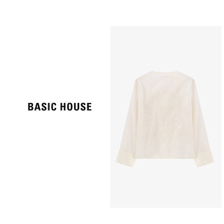 Basic House/百家好长袖短款时尚休闲新中式复古外套-B0624H5X832 白色 M85-115斤