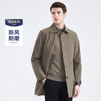 杉杉风衣男士春秋商务休闲上衣翻领抗皱易打理中长款外套男装 卡其 180/96A