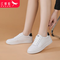 红蜻蜓 RED DRAGONFLY女鞋春季舒适休闲鞋女平底耐磨系带小白鞋女松紧带百搭运动板鞋女 37