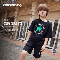 Converse匡威儿童装男童短袖上衣2024夏季中大童潮牌半袖T恤 正黑色 110/56