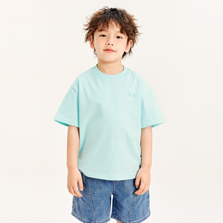 迷你巴拉【mini亲子】男童女童短袖T恤成人夏季一家三口5A级抑菌宽松柔软 冰蓝80939 170cm