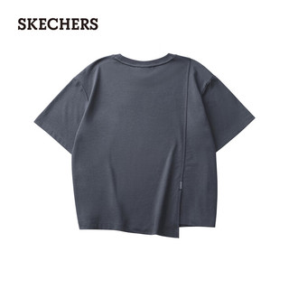 斯凯奇（Skechers）程潇同款斯凯奇夏季女装吸湿速干短袖百搭圆领T恤L224W005 潜望镜灰/0403 L