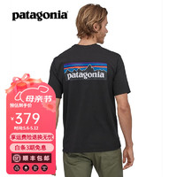 Patagonia 巴塔哥尼亞 通勤短袖夏季P-6 Logo混紡棉休閑潮流戶外透氣T恤 38504 BLK黑色