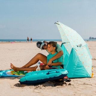 迪卡侬（DECATHLON）沙滩帐篷遮阳棚户外便携防蚊速开青色印花-4788966