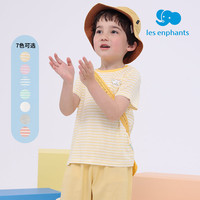 丽婴房丽婴房儿童条纹短袖宝宝卡通印花t恤夏季宽松上衣多色可选 粉海蓝 110CM/4岁