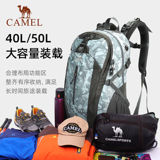 骆驼（CAMEL）户外登山大容量多功能徒步旅行运动爬山双肩背包1F01018-1雪烟灰