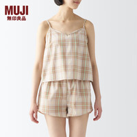 无印良品(無印良品 MUJI)女式 马德拉斯格纹 吊带背心 女士背心女款 FCJ02A4S 浅米色格纹 L(165/88A)