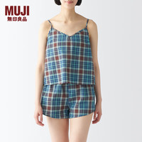 无印良品(無印良品 MUJI)女式 马德拉斯格纹 吊带背心 女士背心女款 FCJ02A4S 棕色格纹 S(155/80A)
