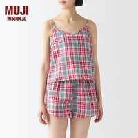 无印良品(無印良品 MUJI)女式 马德拉斯格纹 吊带背心 女士背心女款 FCJ02A4S 烟熏粉色格纹 L(165/88A)