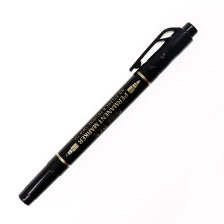 Pentel 派通 日本派通（Pentel）小双头油性记号笔 粗细双头0.6-1.2mm N75W 黑色