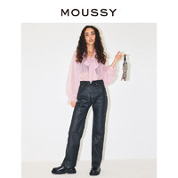 百亿补贴：MOUSSY 摩西 2023春季新款纯色光泽感高腰直筒牛仔裤女010FAA12-4300