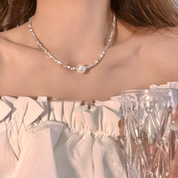MOEFI 茉妃 輕奢珍珠項鏈女鎖骨鏈碎銀幾兩珍珠韓國小眾頸鏈感氣質項飾女 碎銀幾兩珍珠項鏈