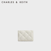 CHARLES&KEITH柔软菱格多卡位短款钱包女CK6-50770524-2 White白色 XXS