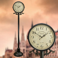 LISHIDA 力时达 欧式复古落地钟双面钟美式静音客厅立钟表仿古别墅座钟时钟