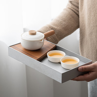 苏氏陶瓷（SUSHI CERAMICS）羊脂玉瓷木柄侧把壶快客杯便捷茶具旅行包