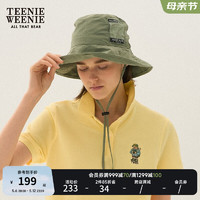 Teenie Weenie【UPF50+】小熊防晒帽双栖彩壳装2024年夏新款防紫外线渔夫帽 军绿色 FRE