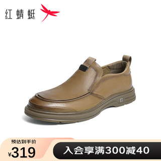 红蜻蜓男鞋2024新款商务休闲男士皮鞋英伦风通勤百搭一脚蹬男鞋WGA24005