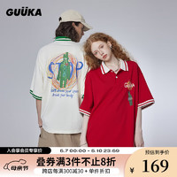 古由卡（GUUKA）美式复古重磅纯棉短袖T恤男夏潮 休闲活泼拼接上衣宽松 黑色F4625 XL