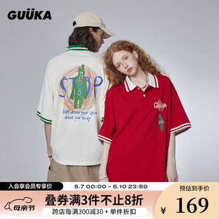 古由卡（GUUKA）美式复古重磅纯棉短袖T恤男夏潮 休闲活泼拼接上衣宽松 黑色F4625 L