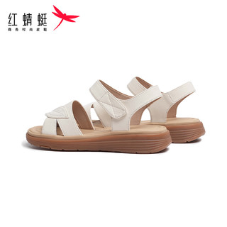 红蜻蜓凉鞋2024夏季舒适软底防滑中老年凉鞋 WJK24842米白色35