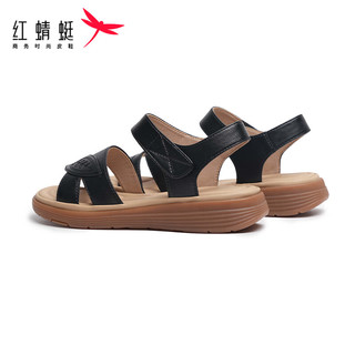 红蜻蜓 凉鞋2024夏季舒适软底防滑中老年凉鞋 WJK24842黑色38