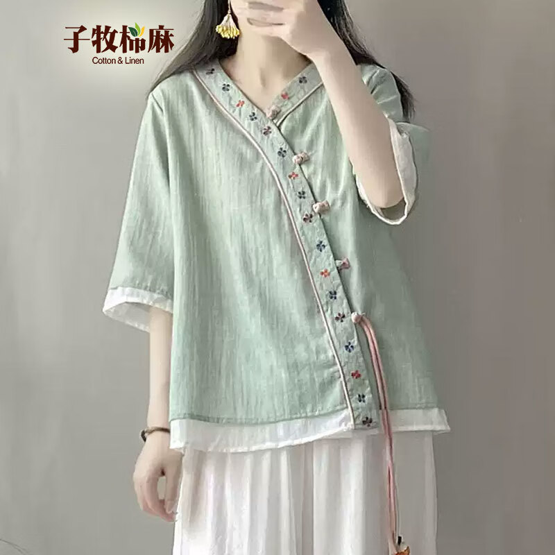 女士中国风衬衫 Z24CA001154