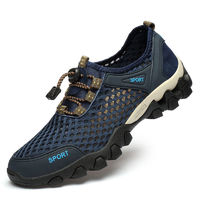 Tasidi-G2024男士运动休闲网洞潮鞋韩版网面透气登山鞋 蓝色 涉水- 43