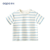aqpa 儿童撞色短袖T恤夏季男童女童条纹上衣 蓝色条纹 80cm