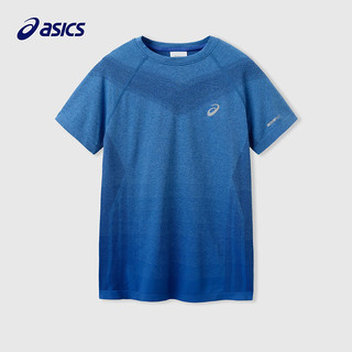 asics/亚瑟士童装2024年夏季儿童短袖运动舒适排汗 1406蓝色 170cm