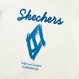 斯凯奇（Skechers）程潇同款中性休闲百搭短袖L124U125 奶油米白/00NA XXL