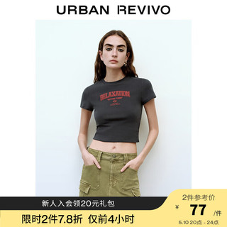 UR2024夏季女装潮酷街头撞色字母印花短袖T恤UWV440165 深灰 M
