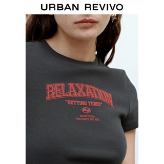 UR2024夏季女装潮酷街头撞色字母印花短袖T恤UWV440165 深灰 M