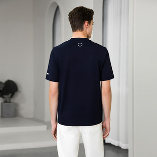 威可多（VICUTU）男士短袖T恤24年夏季时尚潮流休闲简约黑色半袖VRW24264986 深蓝色 180/96A