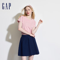 Gap女装2024夏季纯棉镂空字母印花logo短袖T恤宽松上衣546498 粉色 175/92A(XL)亚洲尺码