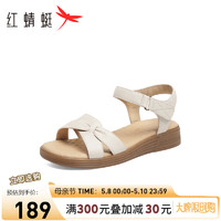 红蜻蜓 凉鞋女2024夏季软底时尚休闲防滑凉鞋 WBK24811米白色38
