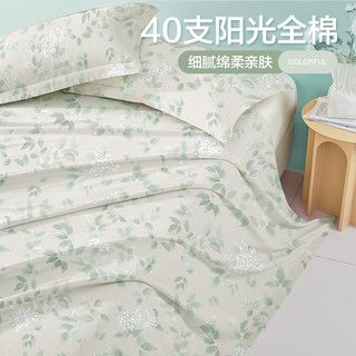 博洋（BEYOND）家纺家纺纯棉床单印花被单宿舍床罩单件套 花叶扶苏（A版） 160*230cm