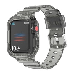 Hi－RiCE 適用蘋果apple watch8/9手表帶iwatch7/6/5/se/3/4代s8一體硅膠透明手表s7保護套ultra男女款s6智能運動49mm