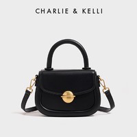 CHARLIE&KELLI CK品牌包包女包2024新款母亲节礼物潮马鞍包洋气单肩斜挎包 黑色