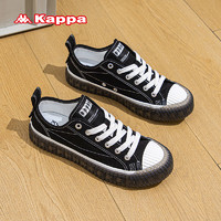 Kappa 卡帕 男鞋透气帆布鞋子男2024春夏季新款轻便软底板鞋男运动休闲鞋 黑色 42