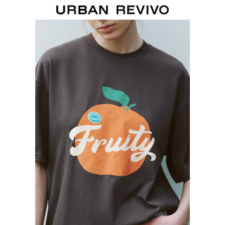 UR2024夏季女装时尚休闲趣味水果印花短袖T恤衫UWU440075 深灰 S