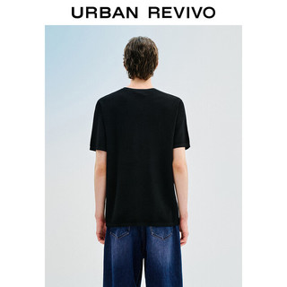 URBAN REVIVO 男装潮流设计感刺绣撞色短袖针织衫UMV940021