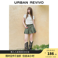 UR2024夏季女装时尚休闲学院风百搭短款百褶半裙UWL540023 军绿 M
