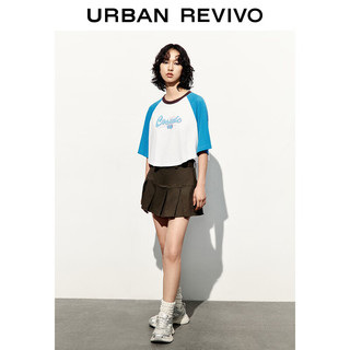 URBAN REVIVO 夏季女装时尚休闲学院风百搭短款百褶半裙 UWL540023 深棕色 XS