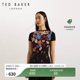 Ted Baker2024春夏女士印花修身圆领短袖T恤274427 黑色 0